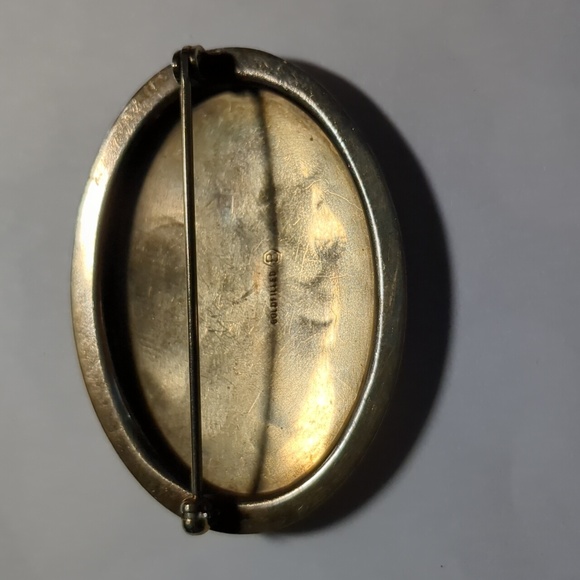 Vintage Burkhardt gold filled oval chased etched brooch floral - Picture 3 of 4